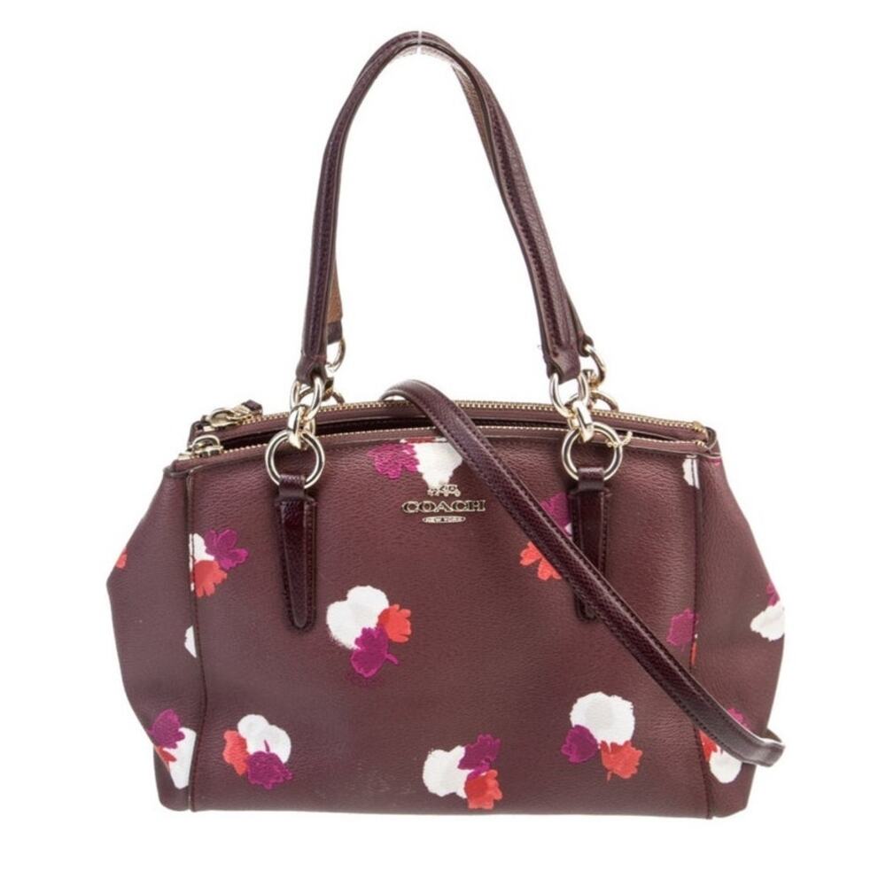 Coach Mini Christie Carryall handbag in the Field Flora Print in burgundy 2016